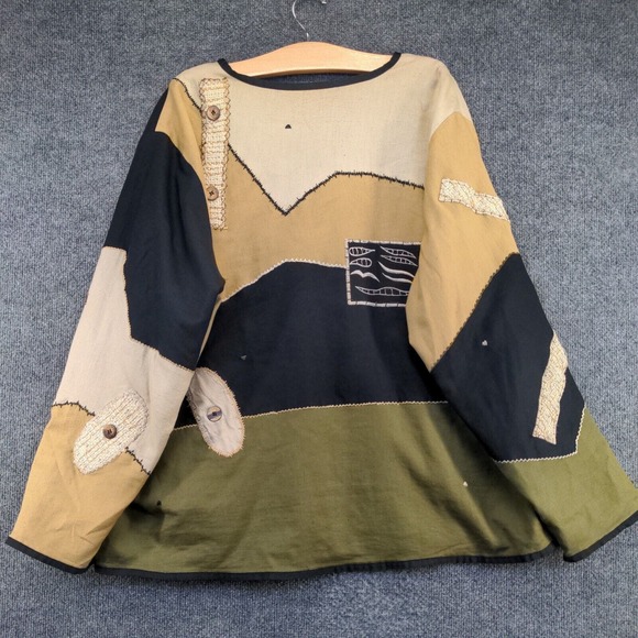 Liz & Me Women's Jacket Multicolor 3X Cotton Rayon Flax Blend Boho Patchwork - Picture 2 of 12